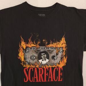 Scarface Tony Montana Movie Short Sleeve Graphic T Shirt Mens Size L Black